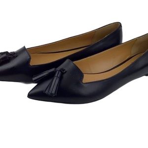 Banana Republic Black Leather Tassel Flats 9M